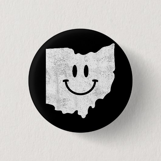 Glimlachend in OH - Grappig Ohio Happy Face Ronde Button 3,2 Cm (Voorkant)