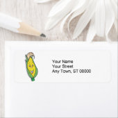 glimlachend maiskarakter etiket (Insitu)