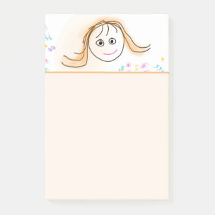 Glimlachend Meisje Kind tekening Post-It Notities Post-it® Notes