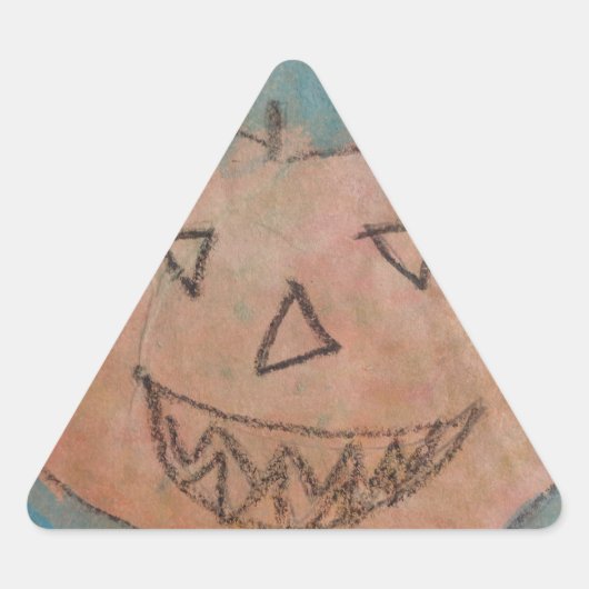 glimlachend pompoen, Halloween Kinder Art Waterver Driehoek Sticker (Voorkant)