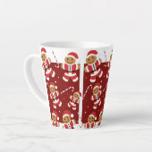 Glimlachend Rood Wit Geïllustreerd Gingerbread San Latte Mok (Linkerhoek)