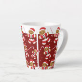 Glimlachend Rood Wit Geïllustreerd Gingerbread San Latte Mok (Rechterhoek)