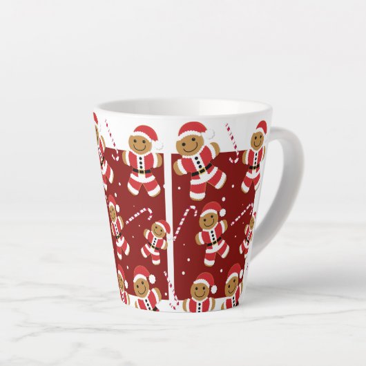 Glimlachend Rood Wit Geïllustreerd Gingerbread San Latte Mok (Rechterhoek)