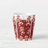 Glimlachend Rood Wit Geïllustreerd Gingerbread San Latte Mok (Voorkant)