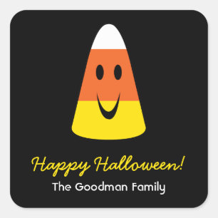 Glimlachend snoep maïs leuk schattig Halloween gun Vierkante Sticker