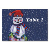 glimlachend Snowman Holding String of Kerstlampjes Kaart (Achterkant)