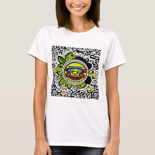 "Glimlachend Zonnebloem Design T-shirt – Verfris j (Voorkant)