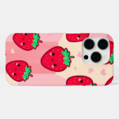 Glimlachende aardbei met roze wangen Case-Mate iPhone case (Achterkant (horizontaal))