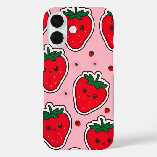 Glimlachende Aardbei Schattige Kawaii Case-Mate iPhone Case (Achterkant)