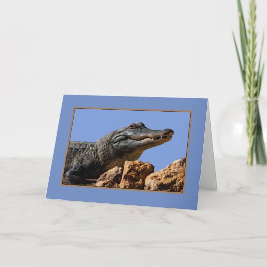 Glimlachende Alligator, Verjaardag Kaart, Humor Kaart (Voorkant)