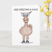 Glimlachende Alpaca Kaart (Gele Bloem)