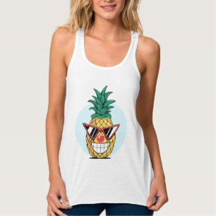 Glimlachende ananas dragen zonnebril & clown neus tanktop