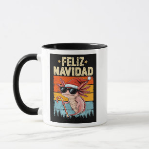 Glimlachende Axolotls Feliz Navidad Mok - Vintage