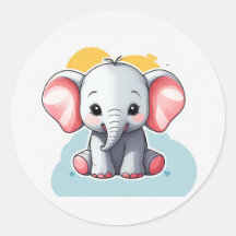 Glimlachende Baby Olifant met Blush Cheeks, kawaii
