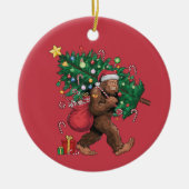 Glimlachende Bigfoot Rode Kerstboom Ornament (Voorkant)