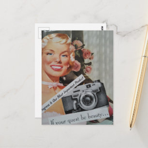Glimlachende Blonde Vrouw Collage Briefkaart