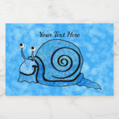 Glimlachende Bright Aqua Blue Cartoon Snail White Voedselcontainer Etiket (Enkel label)