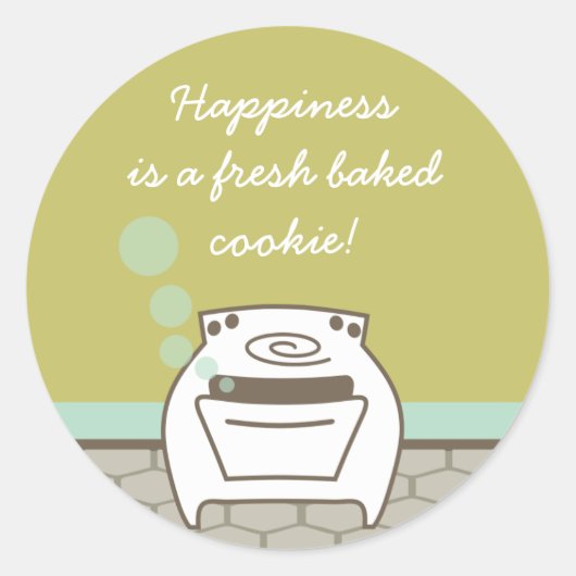 Glimlachende bubbel oven koken bakken cadeau label (Voorkant)