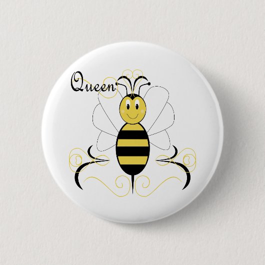 Glimlachende Bumble Bee Queen Bee Button (Voorkant)