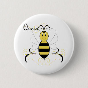 Glimlachende Bumble Bee Queen Bee Button
