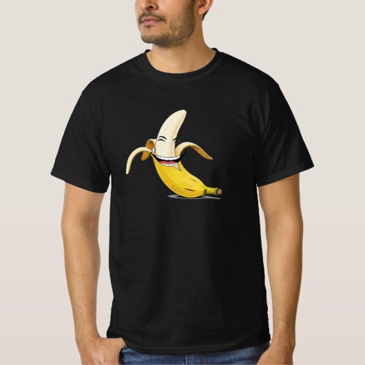 Glimlachende Cartoon Banaan – Funny Fruit Face T-s T-shirt (Voorkant)