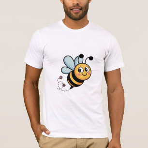 Glimlachende Cartoon Bij met Bloemen T-shirt