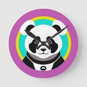 Glimlachende Cartoon Panda Beer in een Cirkel Ronde Klok