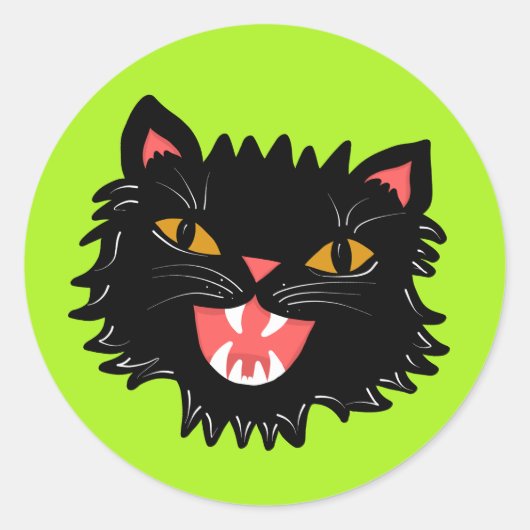 Glimlachende Cat  Halloween Style Cool Ronde Sticker (Voorkant)