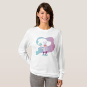 Glimlachende chef-kok met snor en dienblad t-shirt (Voorkant volledig)