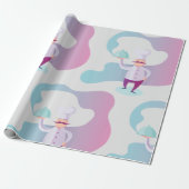 Glimlachende chef met snor en serveerblad cadeaupapier (Uitgerold)