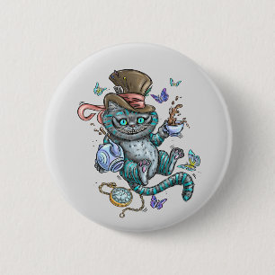 Glimlachende Cheshire Cat Ronde Button 5,7 Cm
