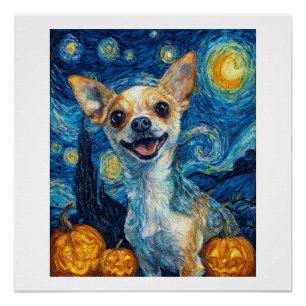 glimlachende chihuahua hond sterrenhemel door Van Perfect Poster