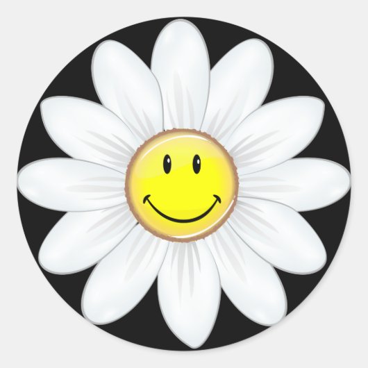 Glimlachende Daisy Flower Ronde Sticker (Voorkant)