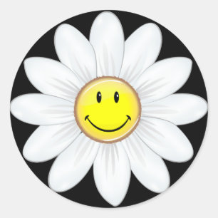 Glimlachende Daisy Flower Ronde Sticker