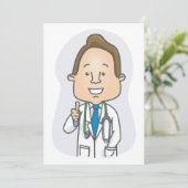 Glimlachende dokter geeft duimen omhoog met stetho kaart (Staand voorkant)