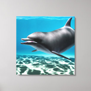 Glimlachende dolfijn canvas afdruk