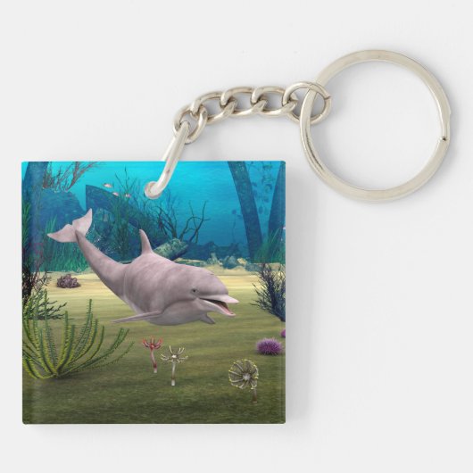 Glimlachende dolfijn sleutelhanger (Achterkant)