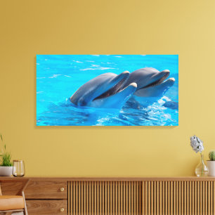 Glimlachende dolfijnen canvas afdruk