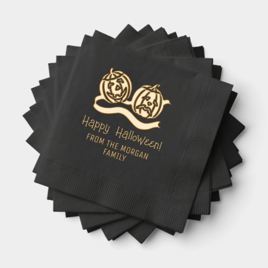 Glimlachende en fronsende pompoenen Happy Hallowee Folie Servetten (Insitu (Gestapeld))