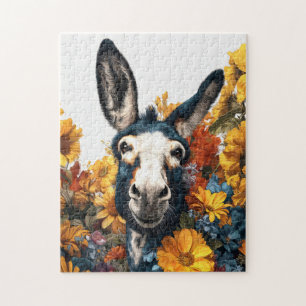Glimlachende ezel in Wildflower Garden Legpuzzel