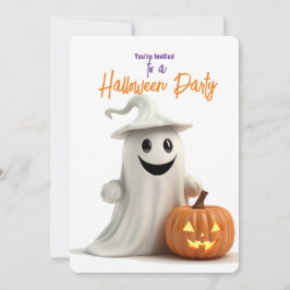 GLIMLACHENDE GEEST MET POMPOEN HALLOWEEN PARTY KAART