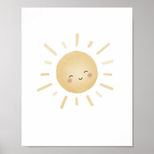 Glimlachende Gele Zon Neutrale Kinderkamer Decorat Poster