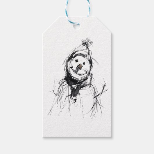 Glimlachende gelukkige sneeuwman cadeaulabel (Voorkant)