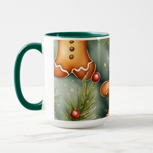 Glimlachende gember broodman Kerstmis Patroon Mok (Links)