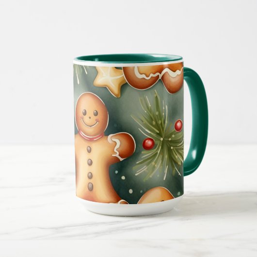 Glimlachende gember broodman Kerstmis Patroon Mok (Voorkant rechts)