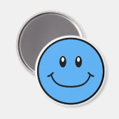 Glimlachende Gezichtsmagneet Blauw 0001 Magneet (Voorkant / Achterkant)