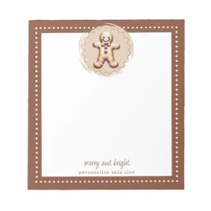 Glimlachende Gingerbread Man Gepersonaliseerd Br Notitieblok