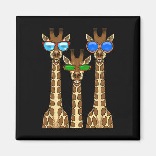 Glimlachende Giraffes met een zonnebril Funny Anim Magneet
