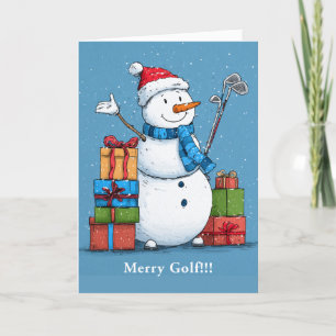 Glimlachende Golfer Snowman Kerst Kaart