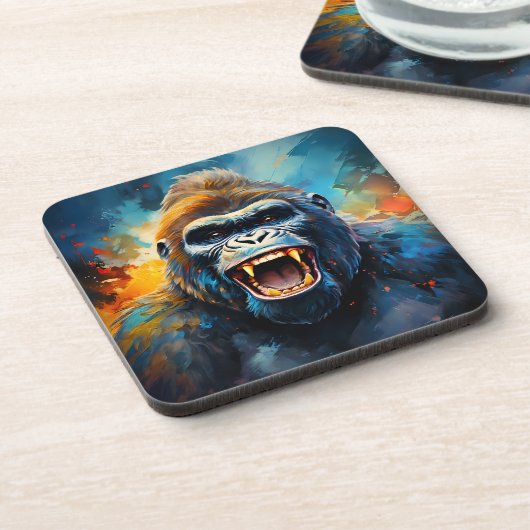 Glimlachende gorilla bier onderzetter (Linkerzijde)